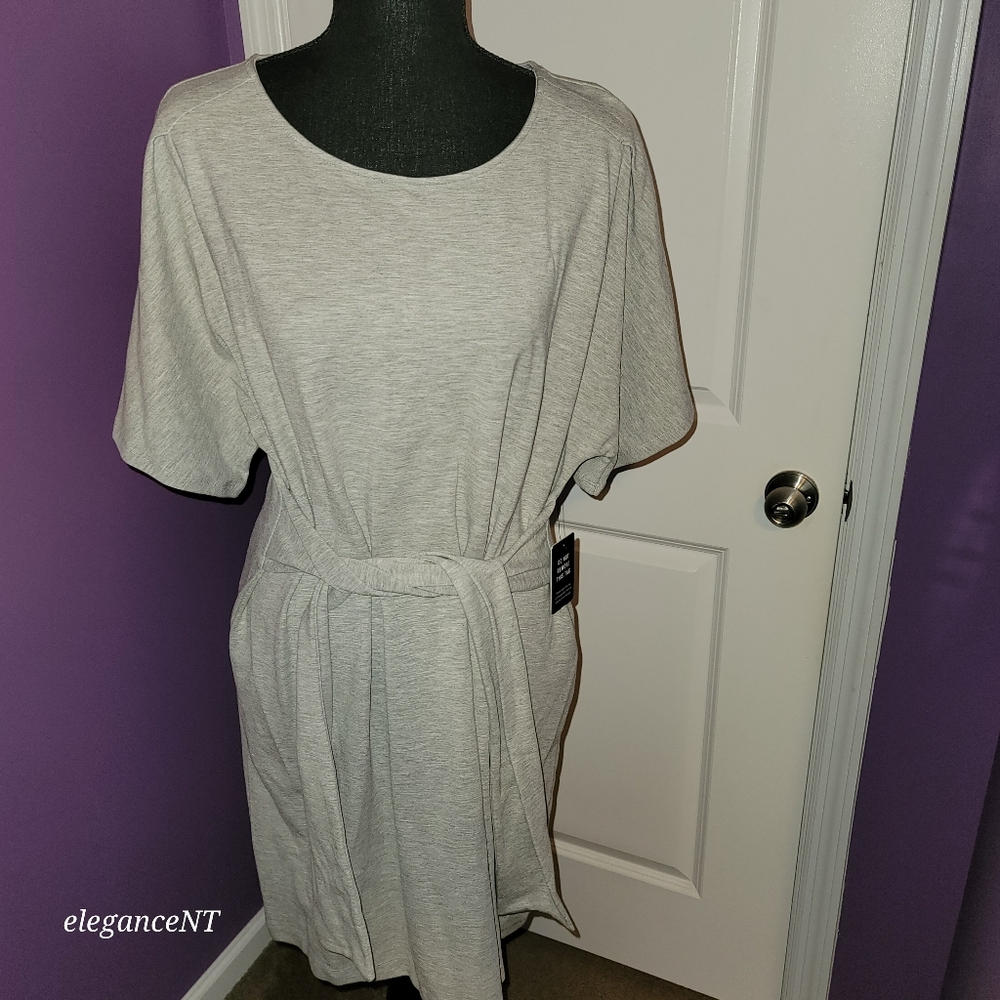 Express Gray Sweatshirt Dress with Flutter Sleeves Size: L NWT - Picture 7 of 8